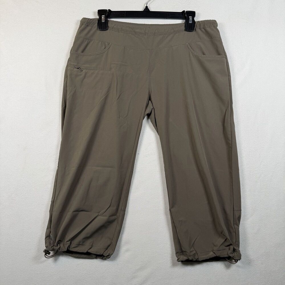 Lole Pull On Performance Capri Pants Women’s M Green Hiking Activewear